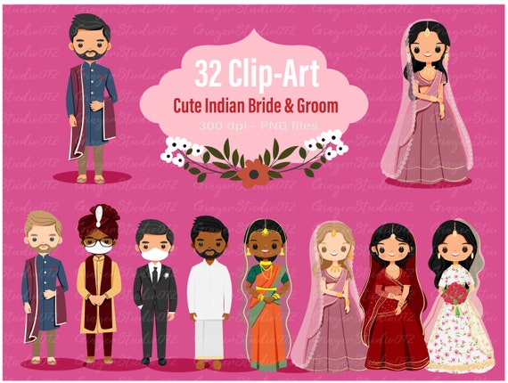 Detail Indian Bride And Groom Clipart Nomer 47