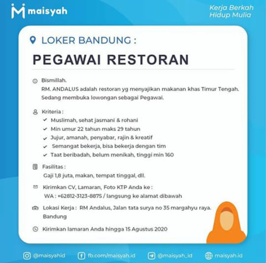 Detail Info Loker Rumah Makan Bandung Nomer 18