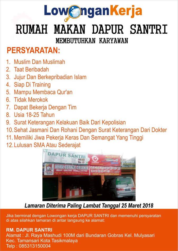 Detail Info Loker Rumah Makan Bandung Nomer 23