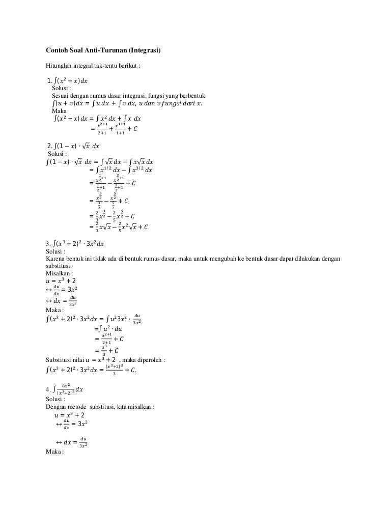 Detail Integral Tak Tentu Contoh Soal Nomer 57