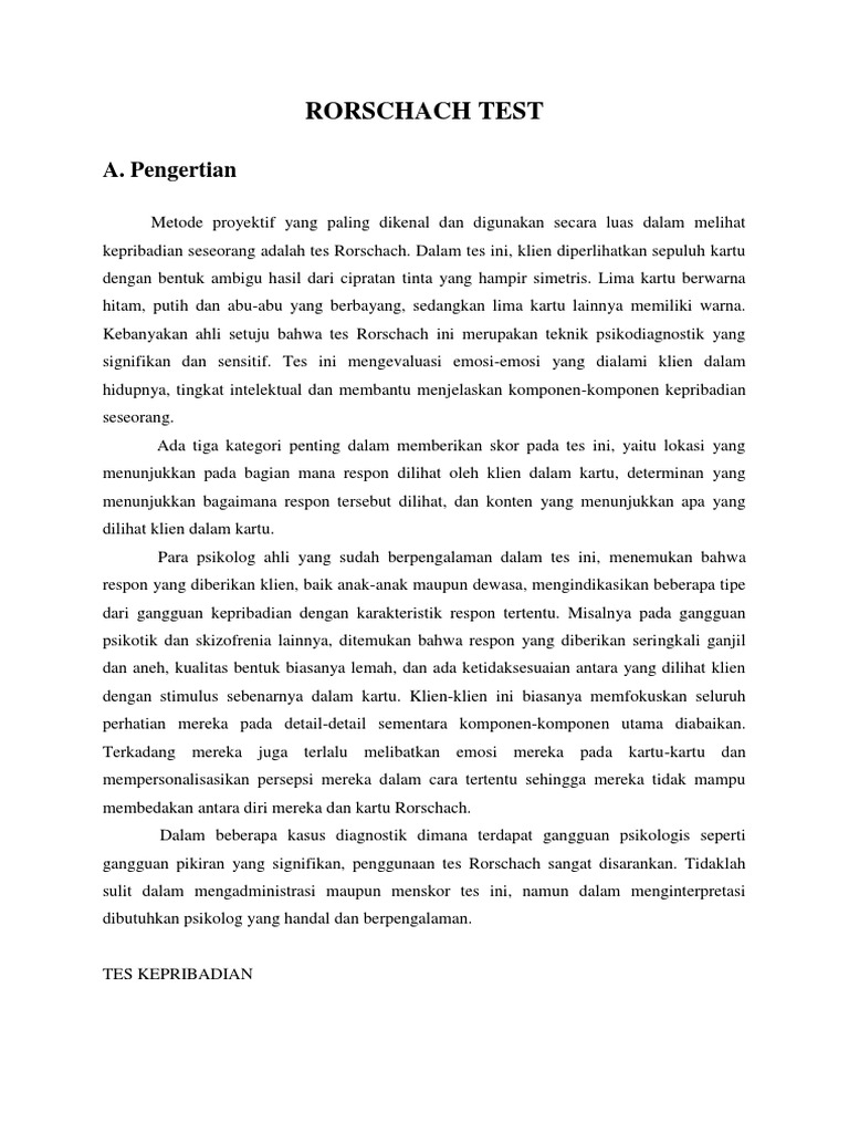 Detail Interpretasi Tes Rorschach Nomer 28