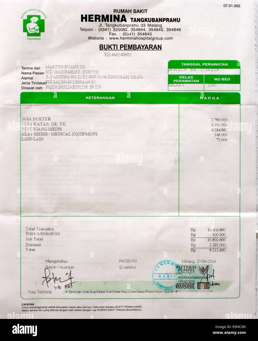 Detail Invoice Rumah Sakit Nomer 45