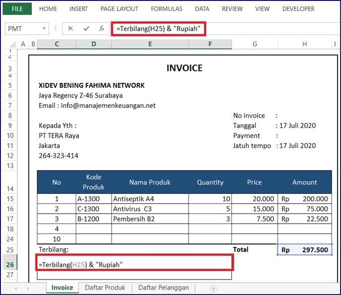 Detail Invoice Tagihan Contoh Invoice Nomer 21