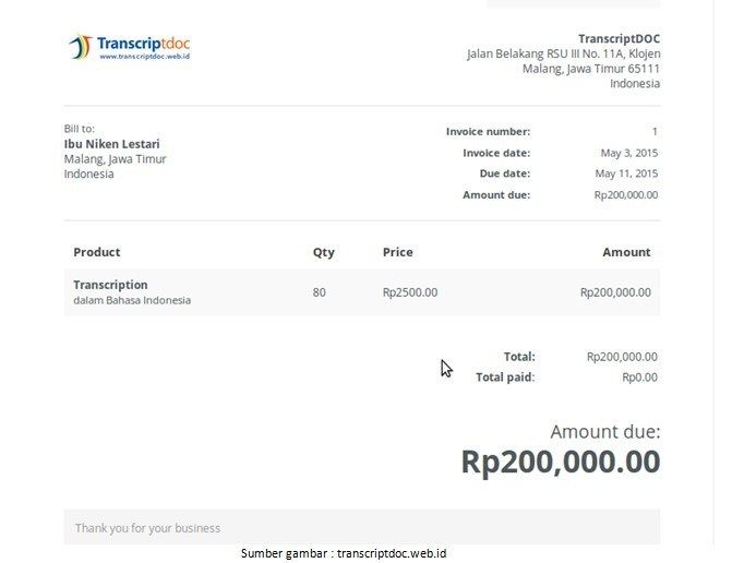 Detail Invoice Tagihan Contoh Invoice Nomer 33