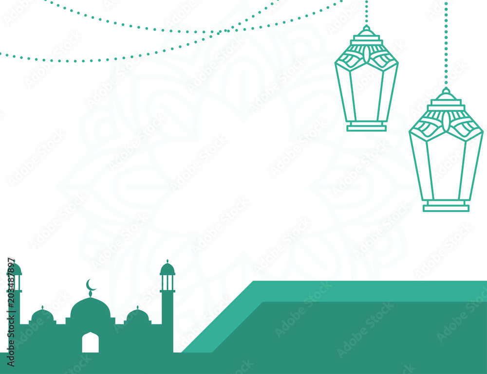 Detail Islamic Green Background Design Vector Nomer 15