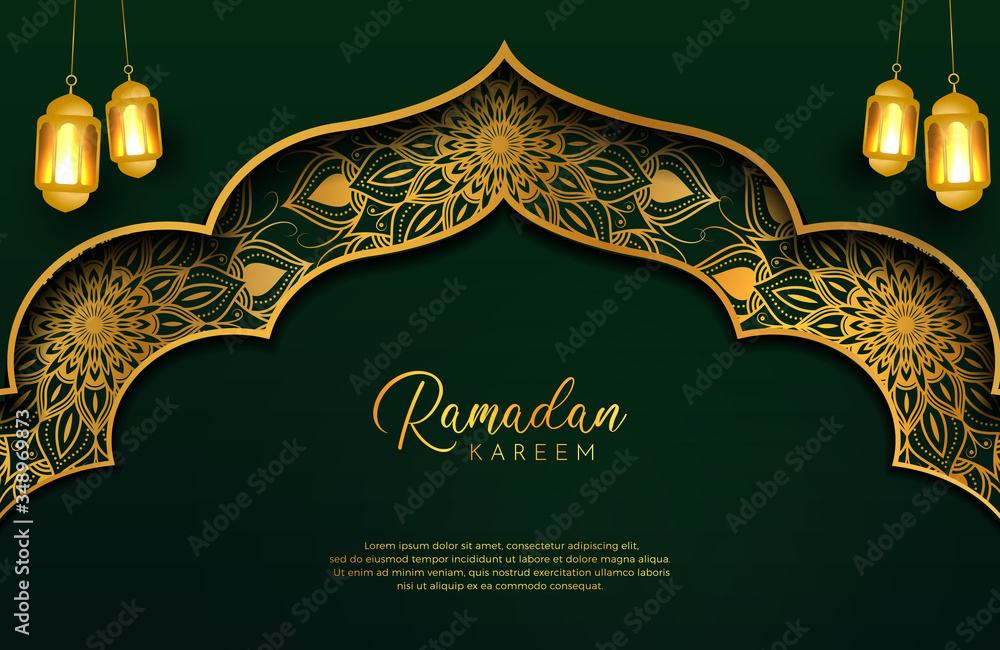 Detail Islamic Green Background Design Vector Nomer 17