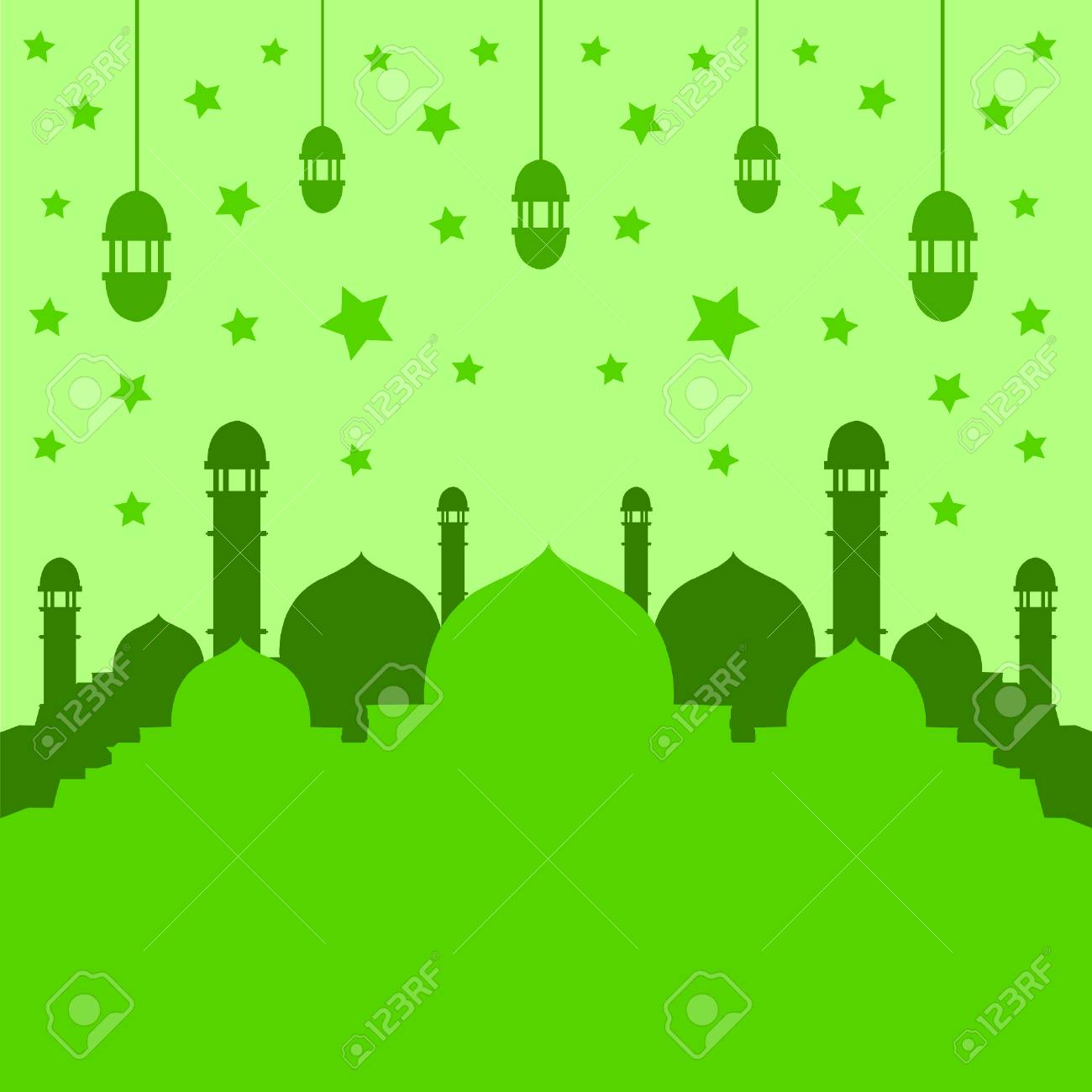 Detail Islamic Green Background Design Vector Nomer 9