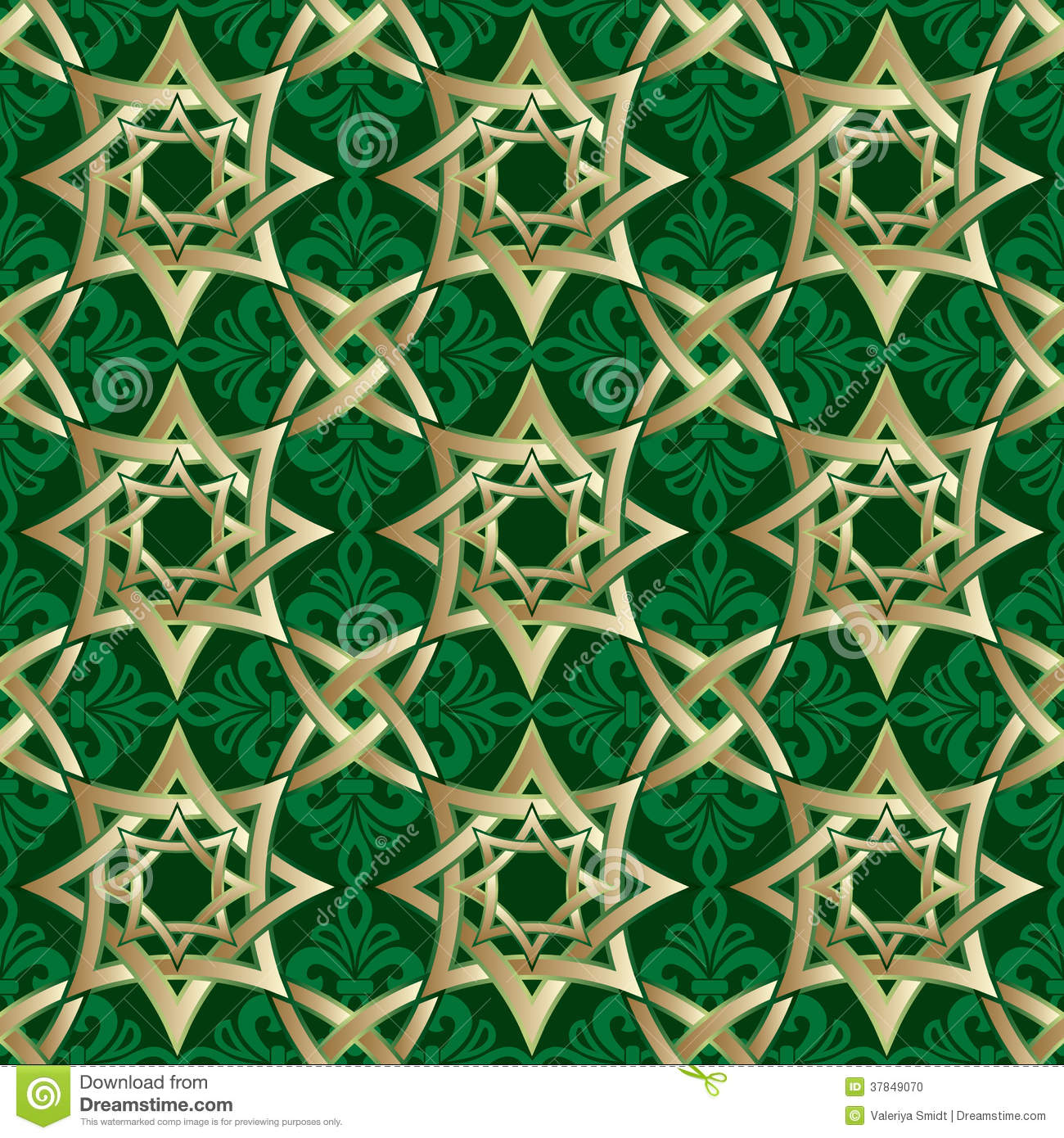 Detail Islamic Ornament Green Nomer 44