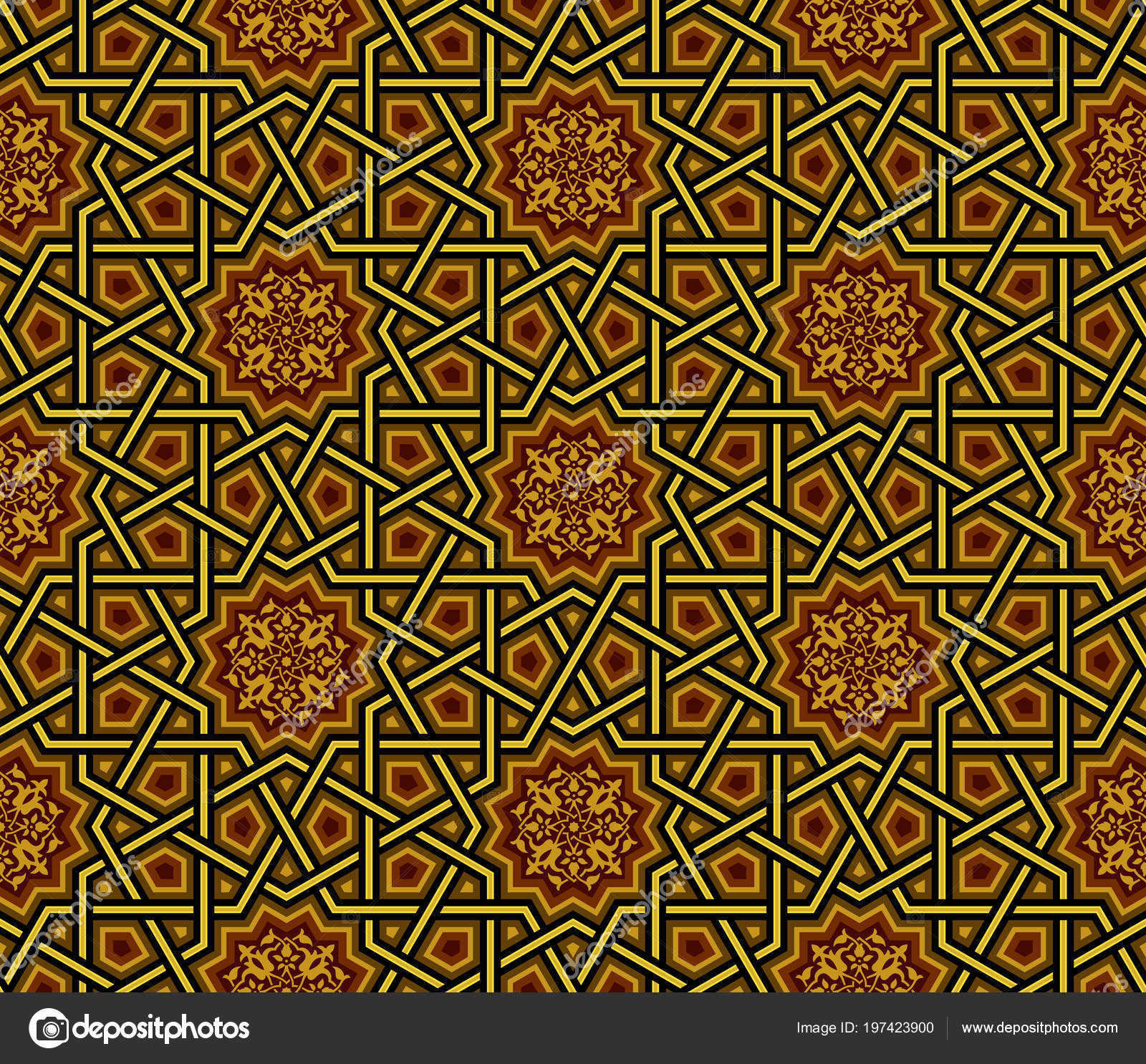Detail Islamic Pattern Background Gold Nomer 15