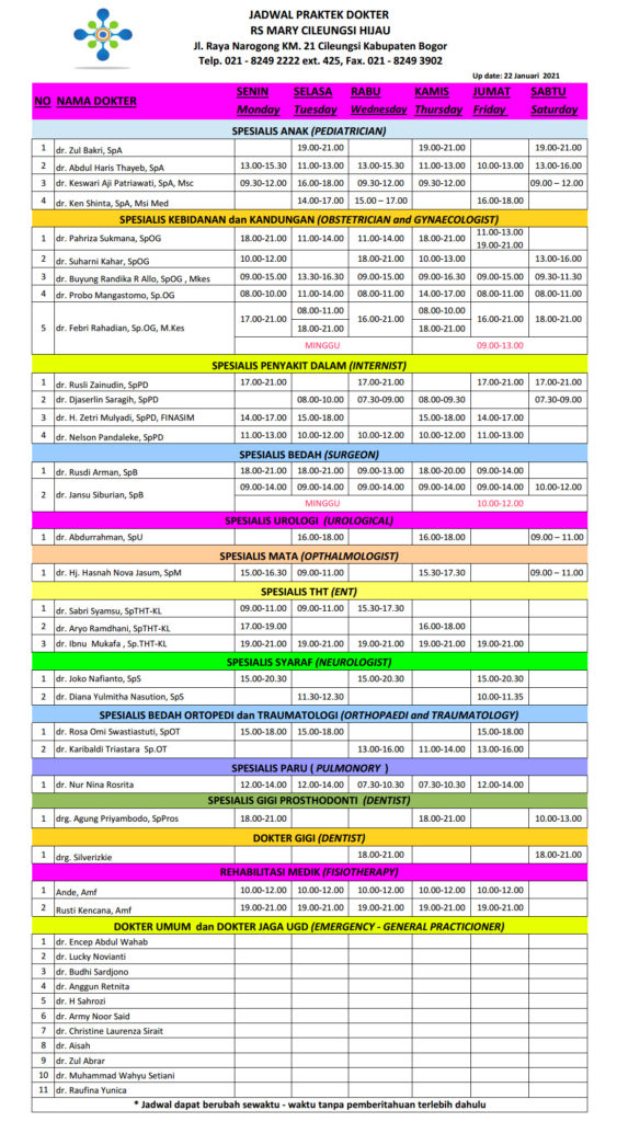 Detail Jadwal Dokter Rumah Sakit Mary Cileungsi Nomer 11