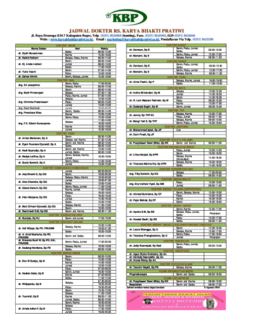 Detail Jadwal Dokter Rumah Sakit Mulia Bogor Nomer 38