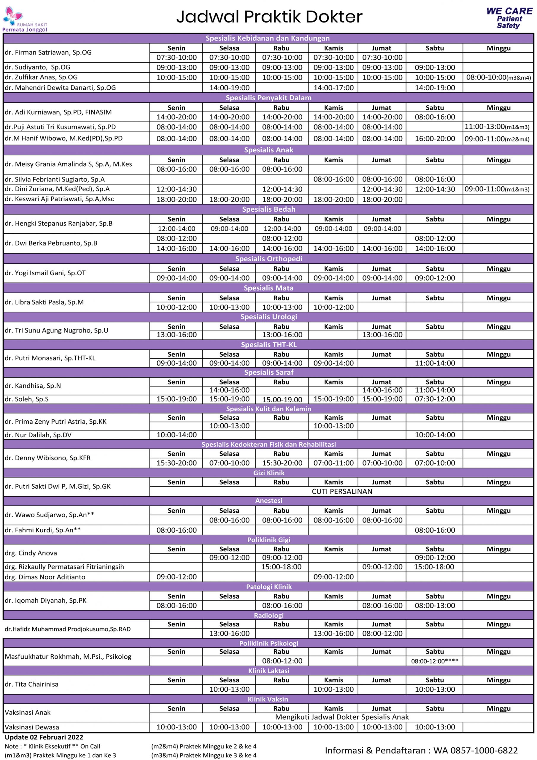 Detail Jadwal Dokter Rumah Sakit Prikasih Nomer 43