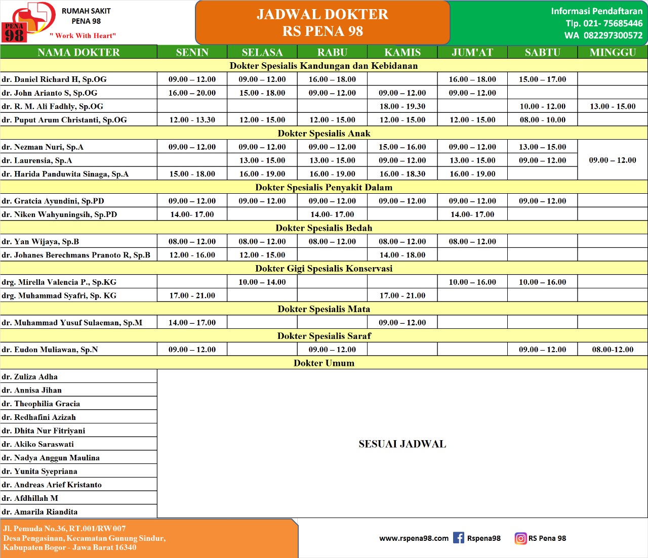 Detail Jadwal Dokter Rumah Sakit Tugu Ibu Nomer 50