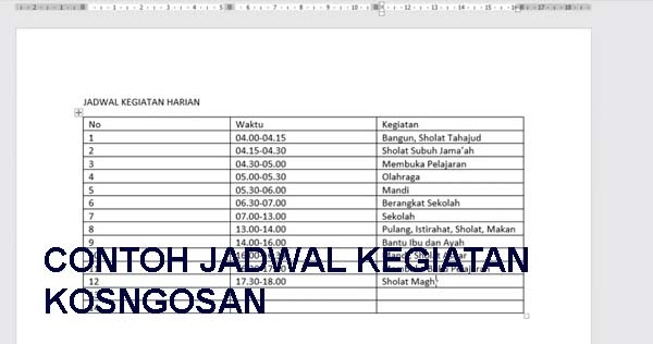 Detail Jadwal Keseharian Di Rumah Nomer 13