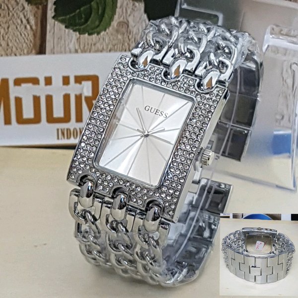 Detail Jam Tangan Guess Wanita Rantai Silver Nomer 21