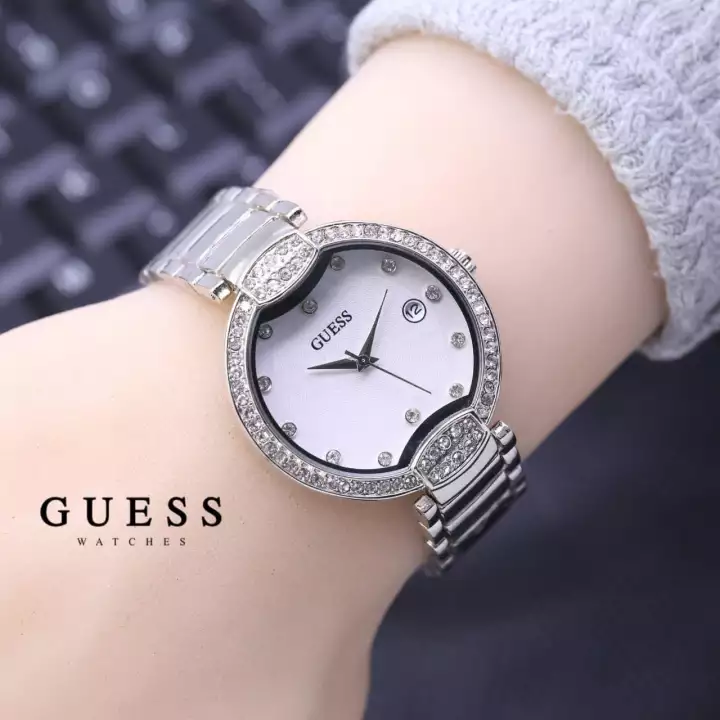 Detail Jam Tangan Guess Wanita Rantai Silver Nomer 23