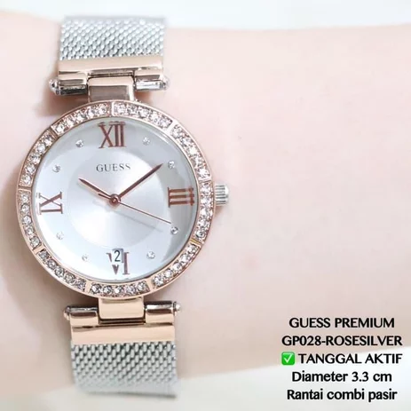 Detail Jam Tangan Guess Wanita Rantai Silver Nomer 50