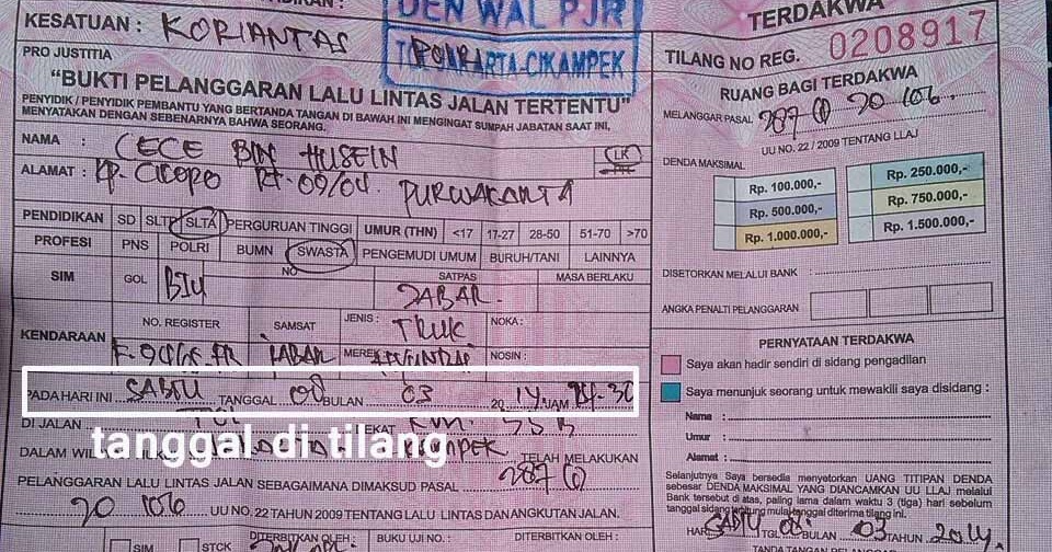 Detail Jangka Waktu Surat Tilang Nomer 8