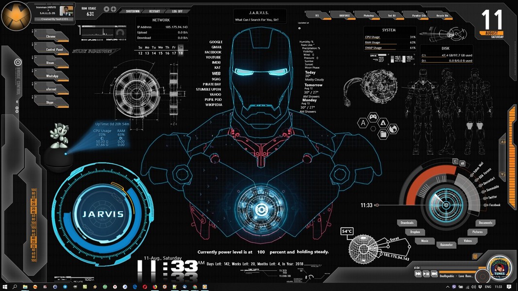 Jarvis Rainmeter Skin - KibrisPDR