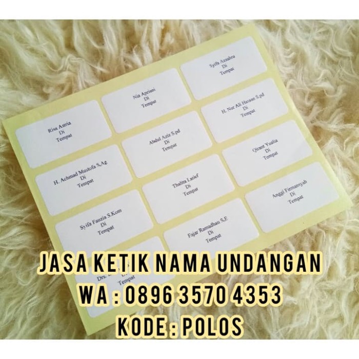 Detail Jasa Ketik Nama Label Undangan Nomer 2