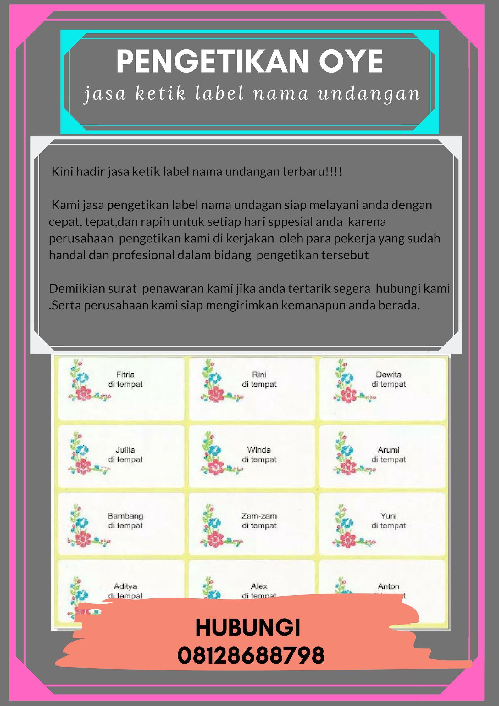 Detail Jasa Ketik Nama Label Undangan Nomer 29