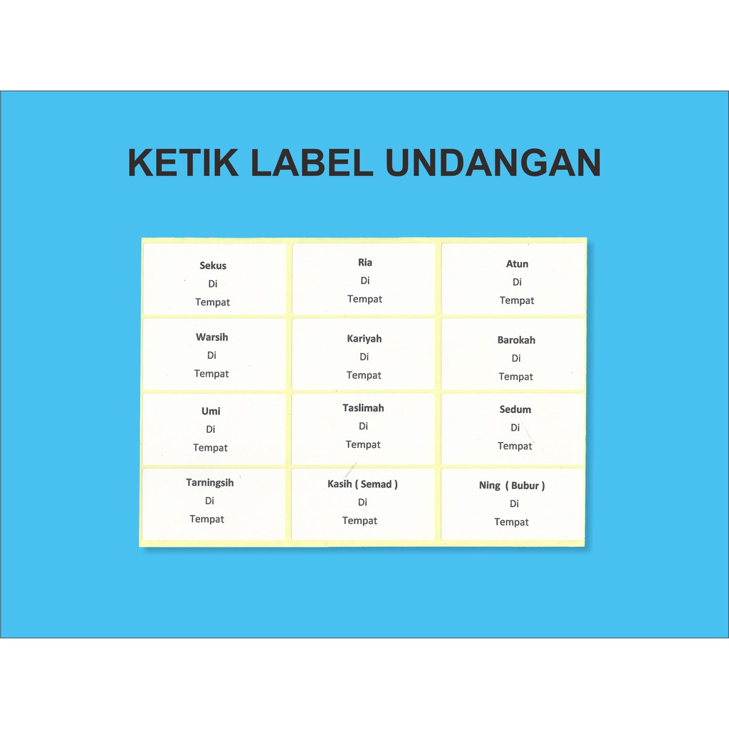 Detail Jasa Ketik Nama Label Undangan Nomer 36