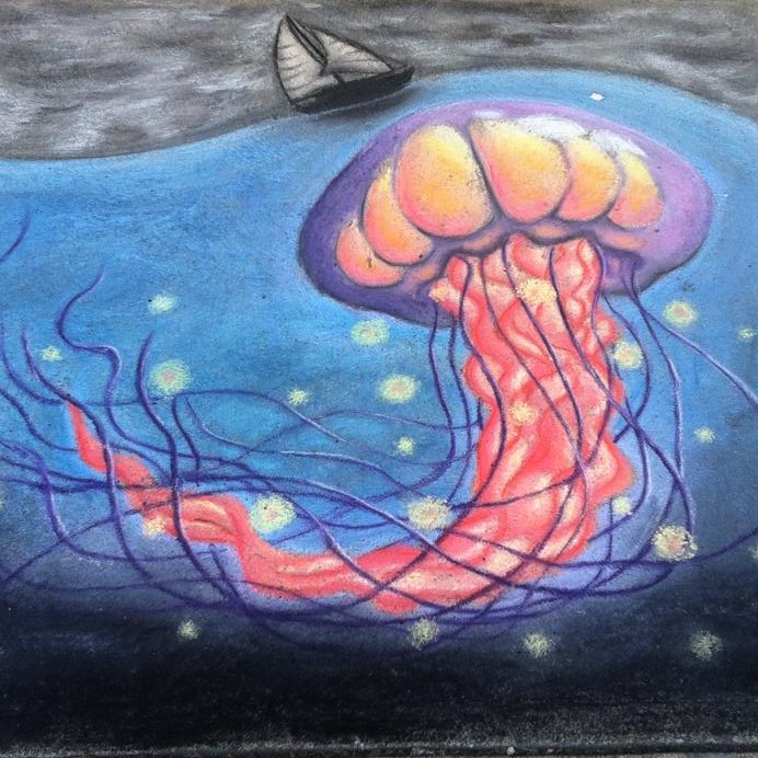 Detail Jellyfish Chalk Art Nomer 13