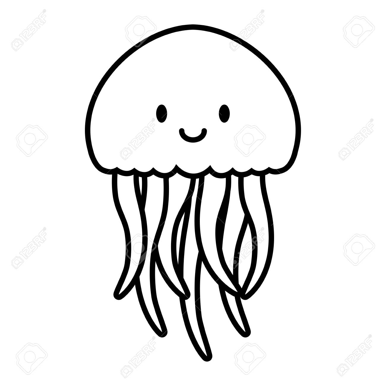 Detail Jellyfish Clipart Black And White Nomer 15