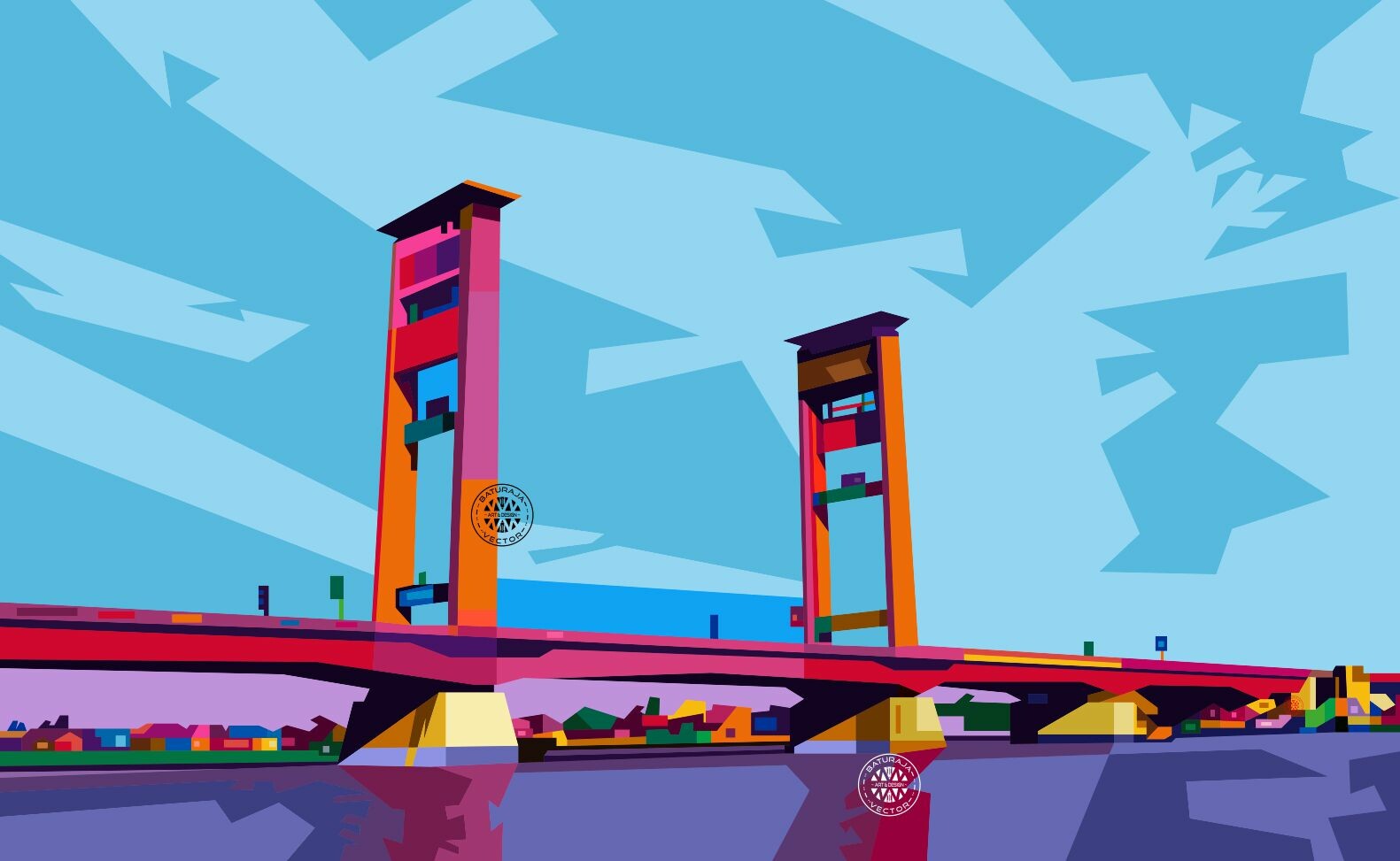 Detail Jembatan Ampera Palembang Vector Nomer 20