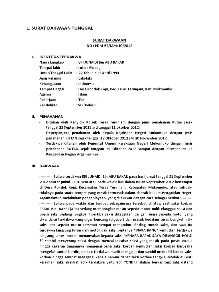 Detail Jenis Jenis Surat Dakwaan Nomer 9