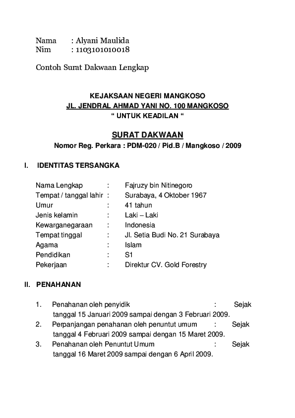 Detail Jenis Jenis Surat Dakwaan Nomer 35