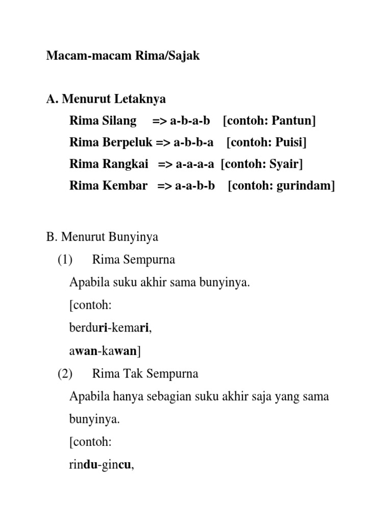 Detail Jenis Rima Puisi Nomer 4