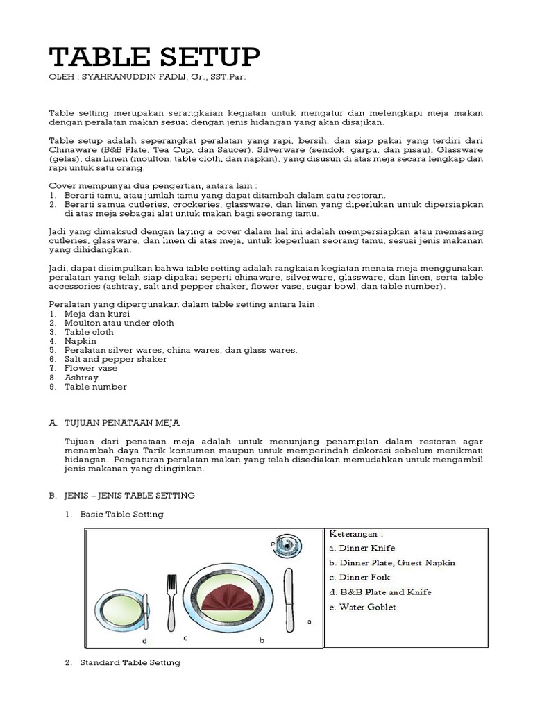 Detail Jenis Table Set Up Nomer 20