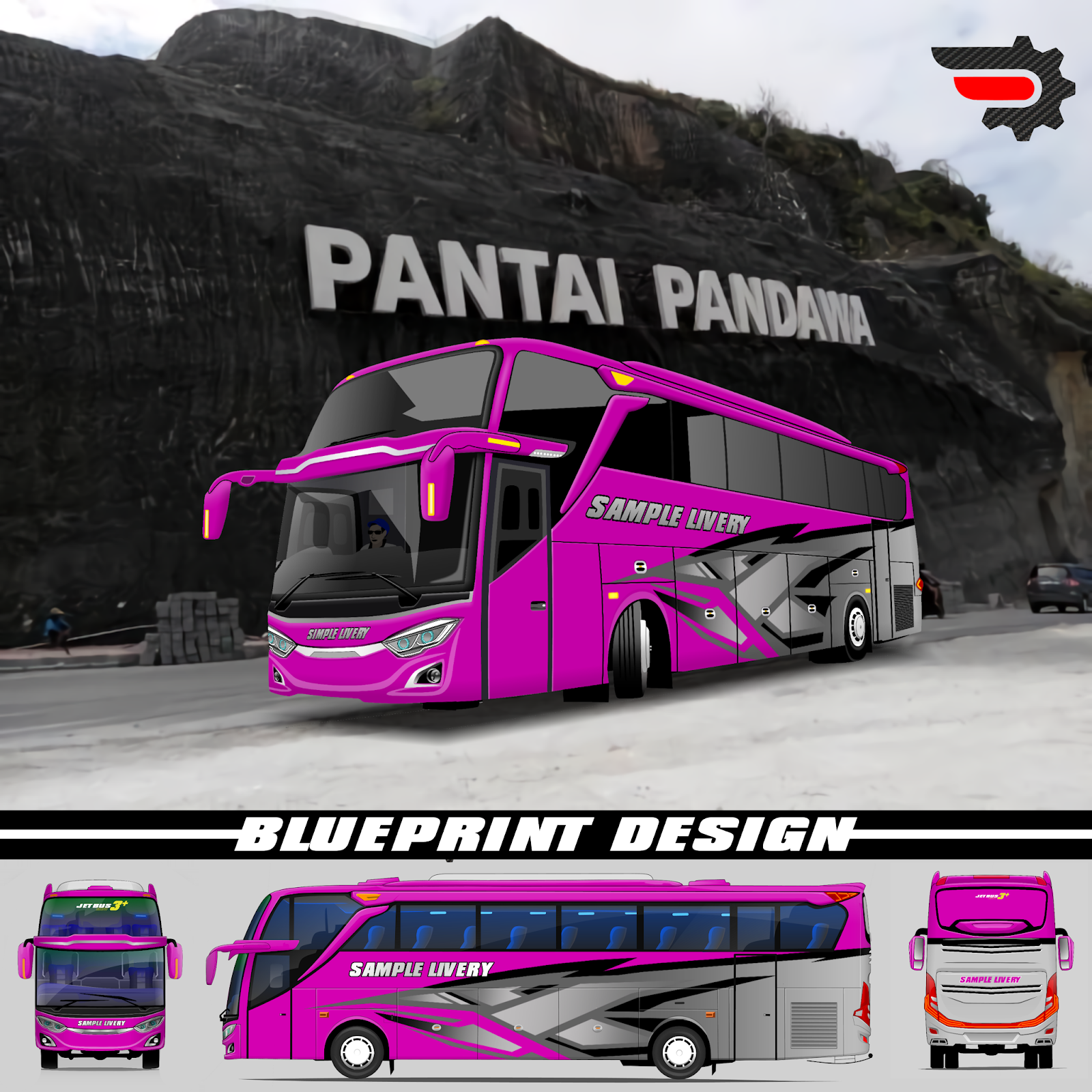 Detail Desain Livery Bus Simple Nomer 45