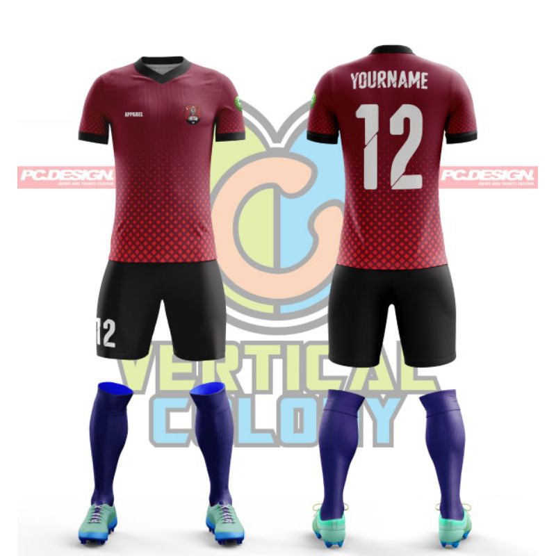 Detail Jersey Warna Merah Maroon Nomer 34