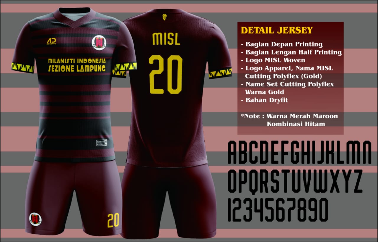 Detail Jersey Warna Merah Maroon Nomer 50