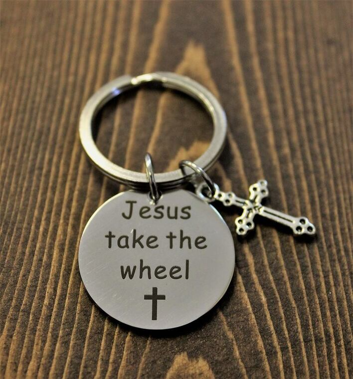 Detail Jesus Take The Wheel Keychain Nomer 2