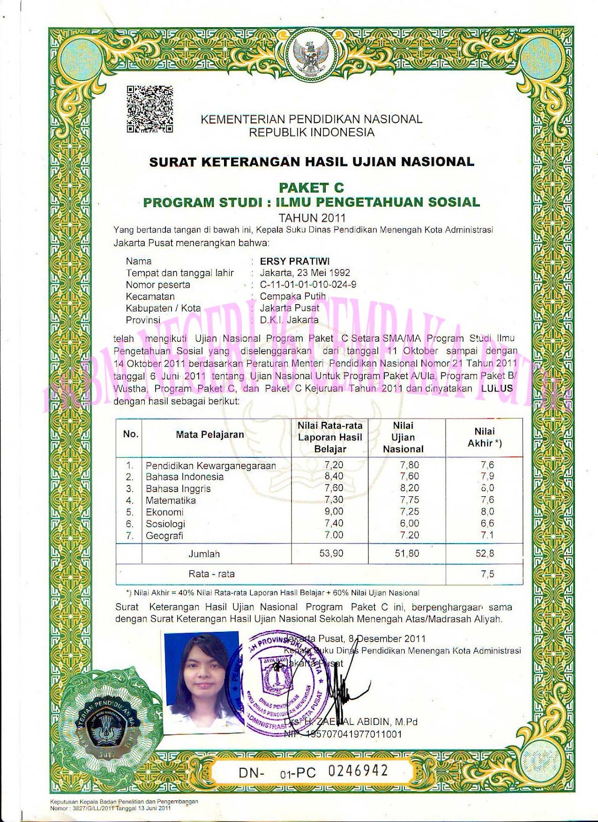 Detail Jual Blangko Ijazah Kosong Nomer 30