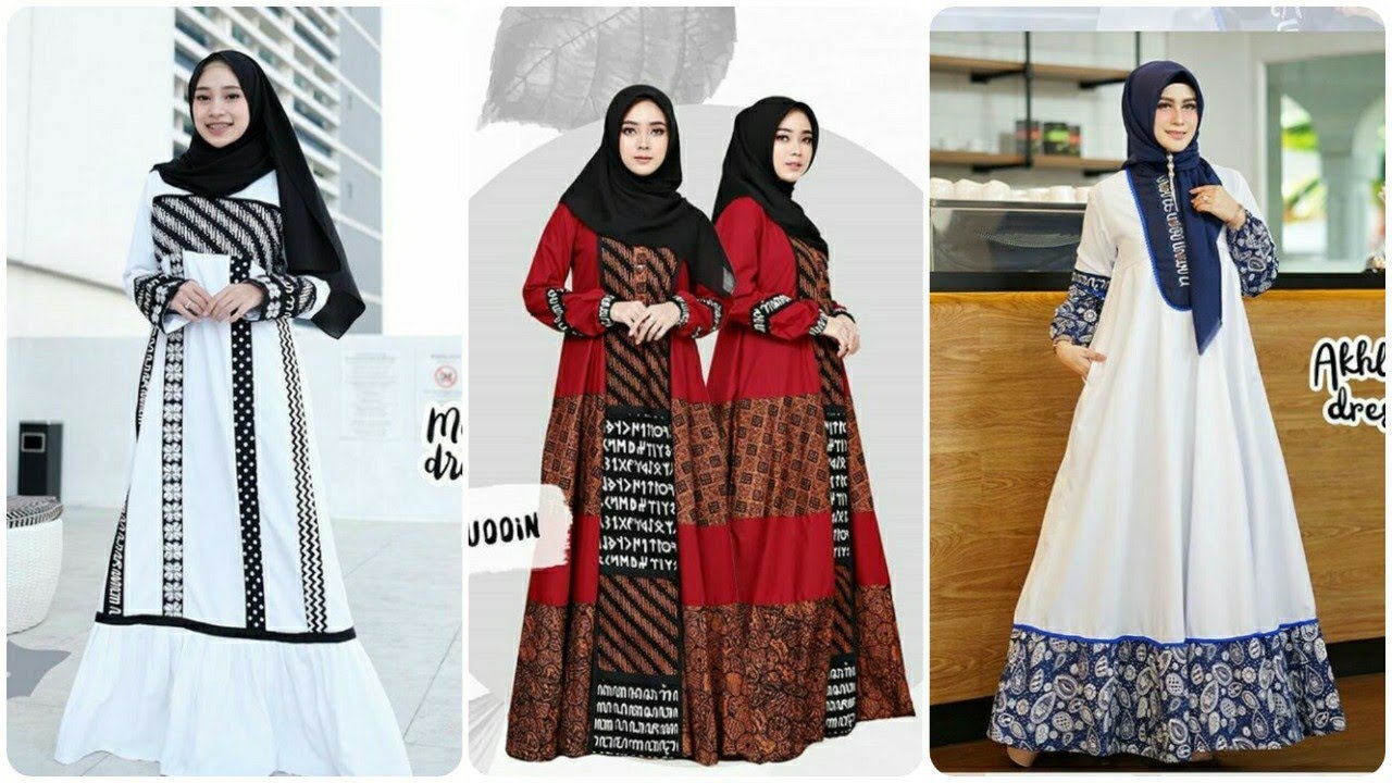 Detail Jubah Polos Kombinasi Batik Nomer 55