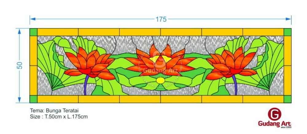 Detail Kaca Jendela Motif Bunga Teratai Nomer 10