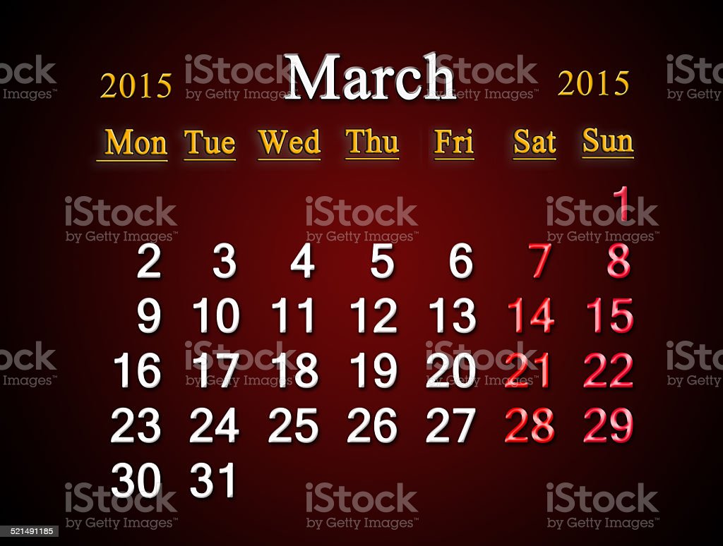 Detail Kalender 2015 Bulan Maret Nomer 19