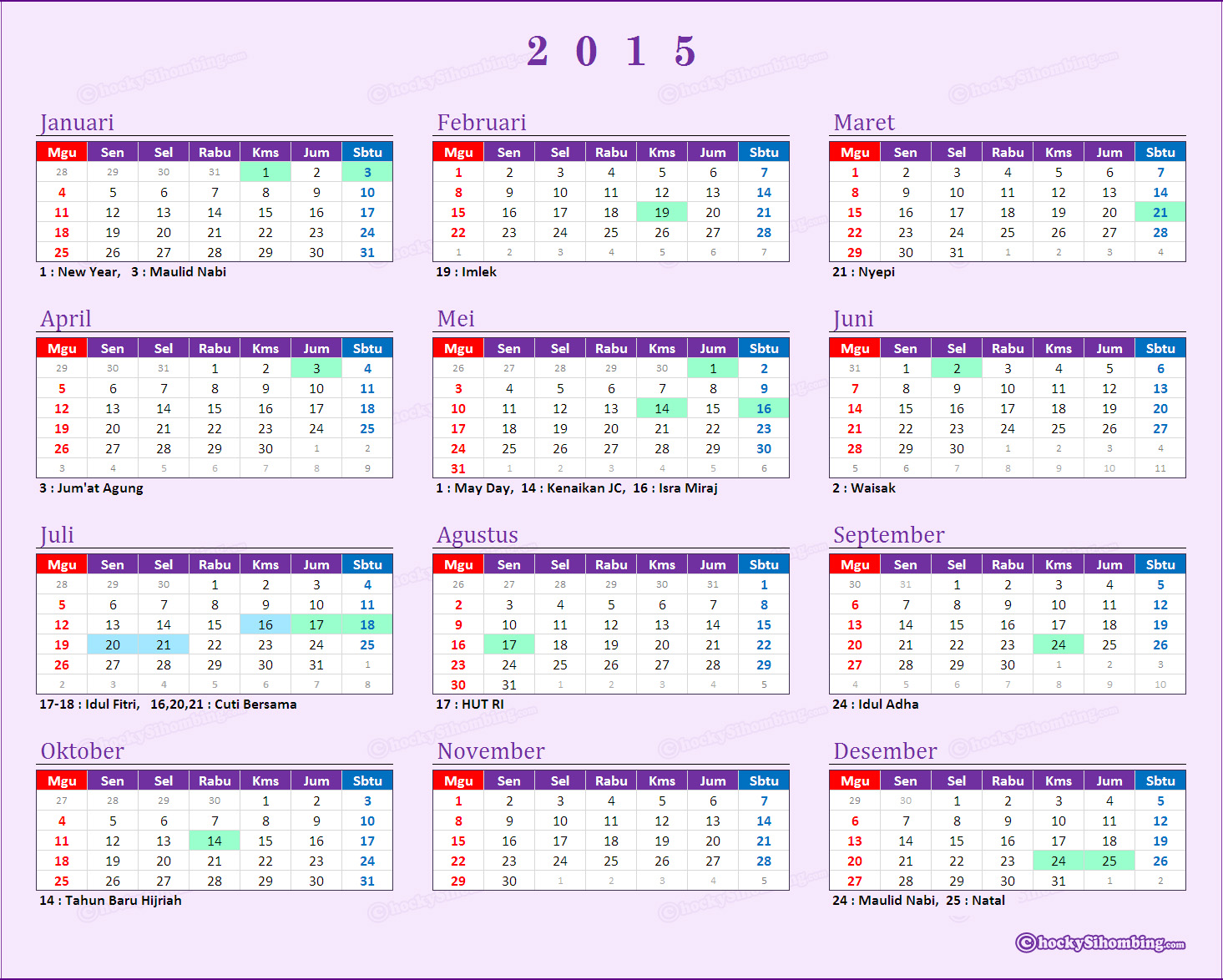 Detail Kalender 2015 Bulan Maret Nomer 6