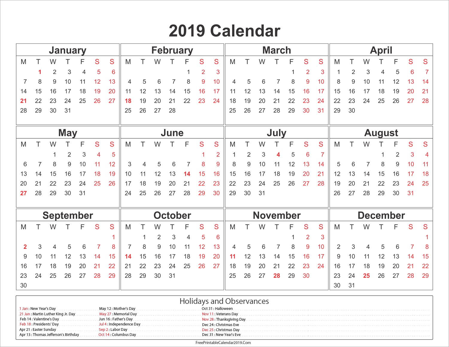 Detail Kalender 2019 Hd Nomer 4