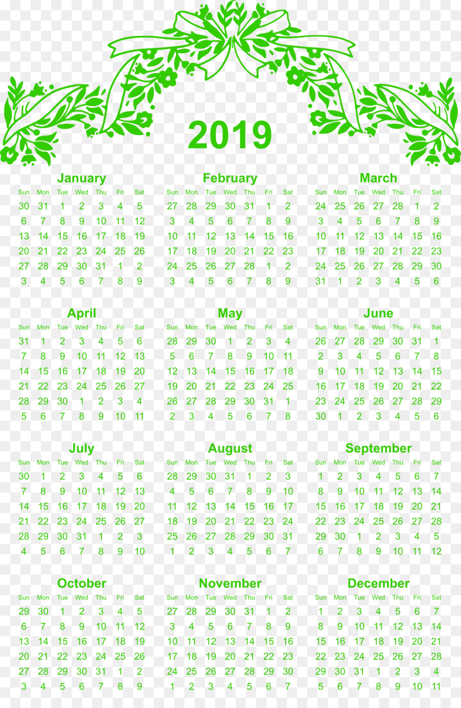 Detail Kalender 2019 Hitam Putih Nomer 12