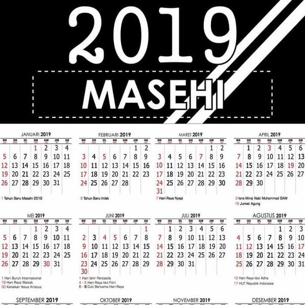 Detail Kalender 2019 Hitam Putih Nomer 20