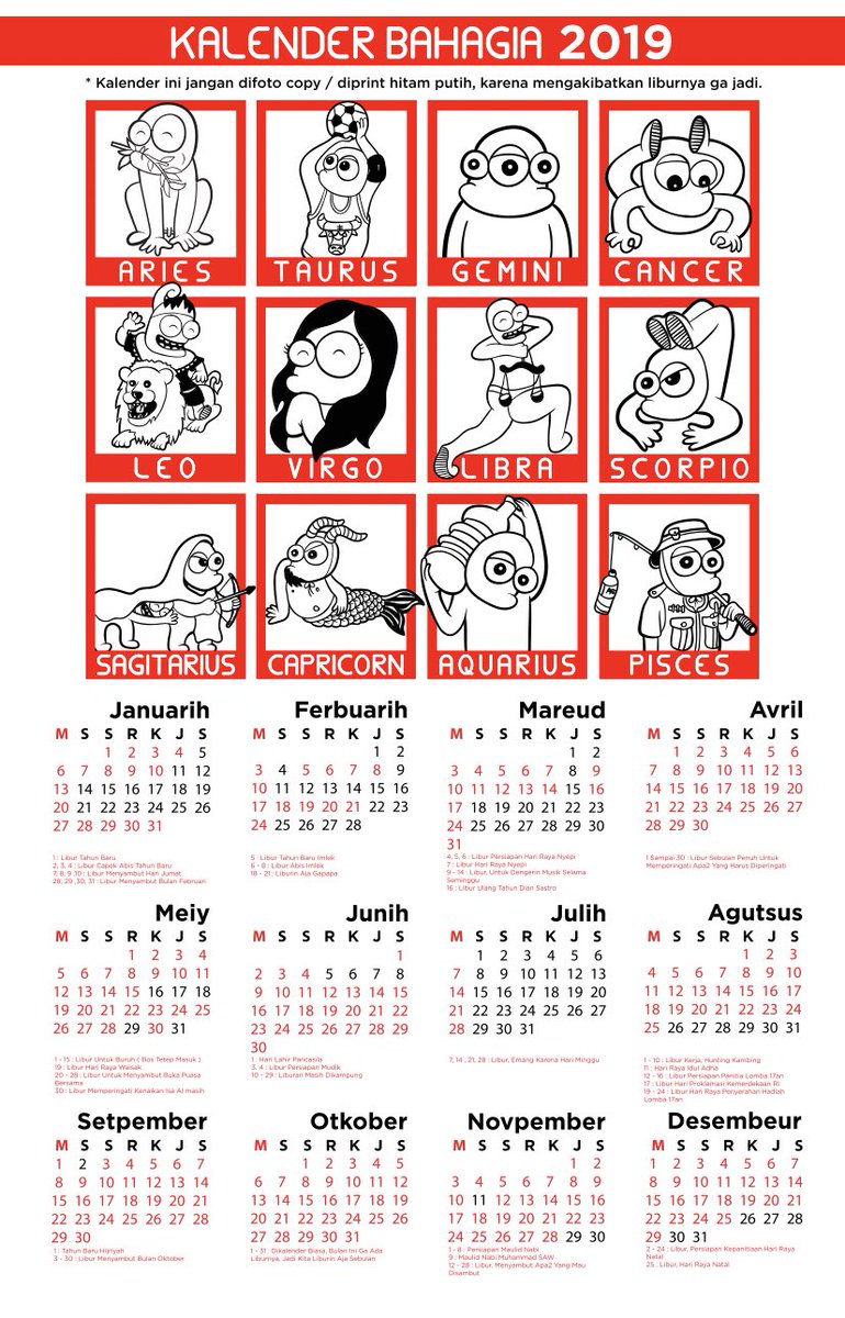 Detail Kalender 2019 Hitam Putih Nomer 22