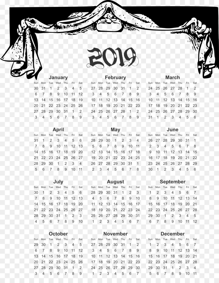 Detail Kalender 2019 Hitam Putih Nomer 4