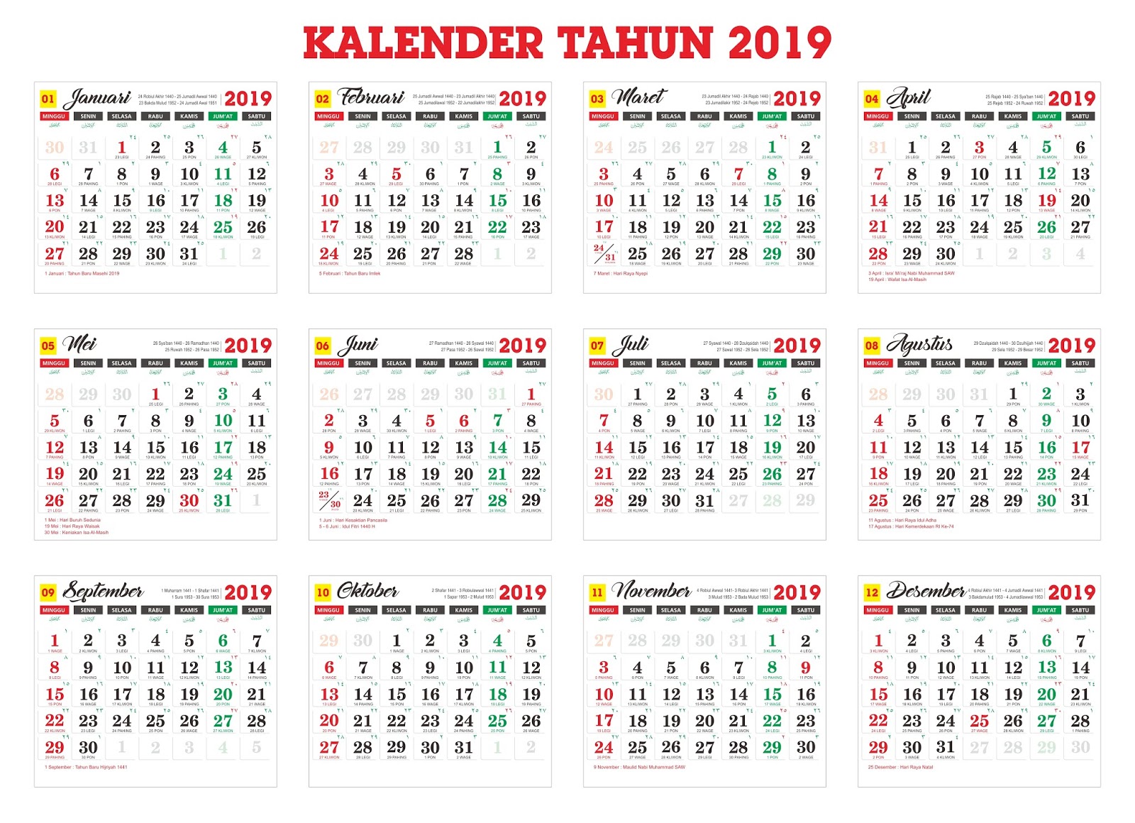 Detail Kalender 2019 Hitam Putih Nomer 39