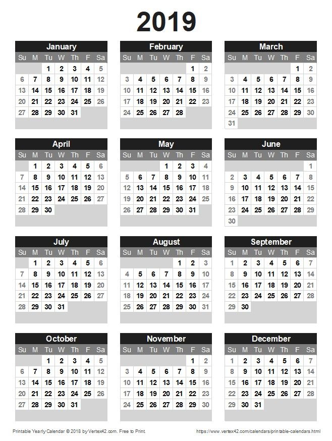 Detail Kalender 2019 Hitam Putih Nomer 7