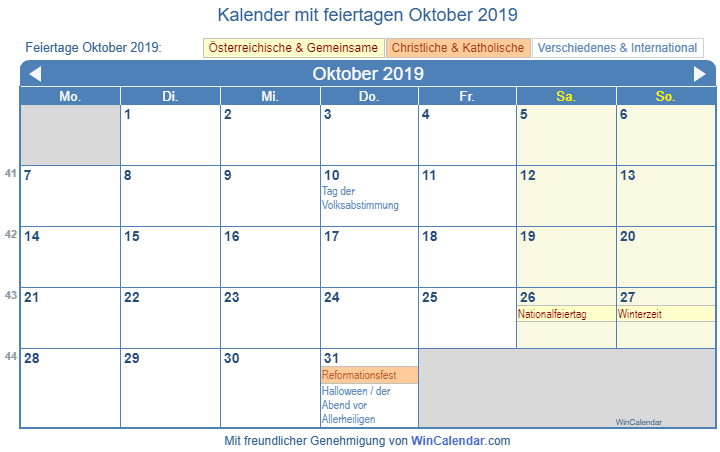 Detail Kalender 2019 Oktober Nomer 30